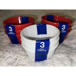 Cooking Concepts "Cook & Serve" 9 piece Lot Ramekin Sauce Cups Cup Set White